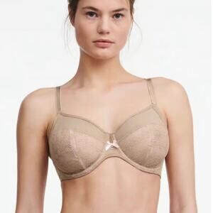 Chantelle C15710 Revele Moi Beige Tan Lace Perfect Fit Underwire Bra 36DDD